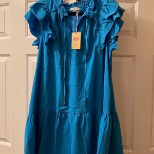 Cecile Blue Ruffle Dress